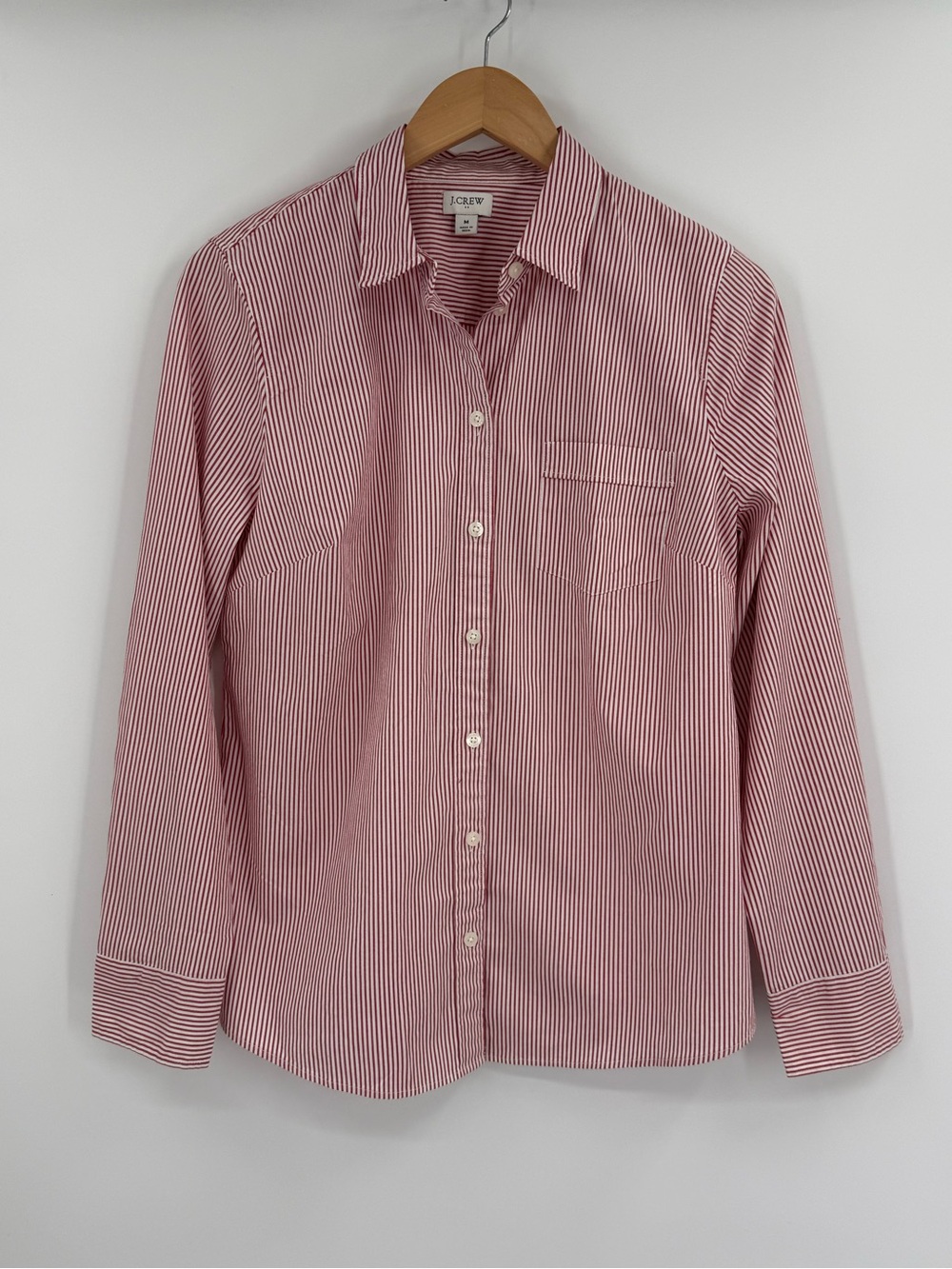 J.Crew Stretch Cotton Stripe Long Sleeve Button Down Shirt | Red/White | Medium